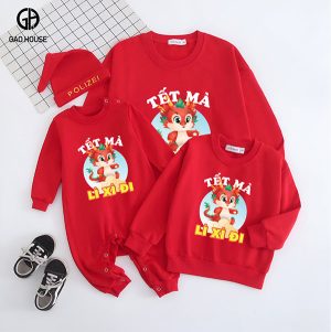 Mẫu áo đồng phục Tết dáng sweater xuân 2024