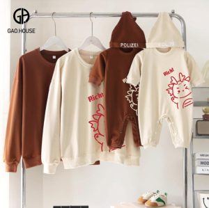 Áo đồng phục gia đình Tết in hình mừng xuân Giáp Thìn