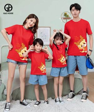 Mẫu áo gia đình Tết in hình Trendy