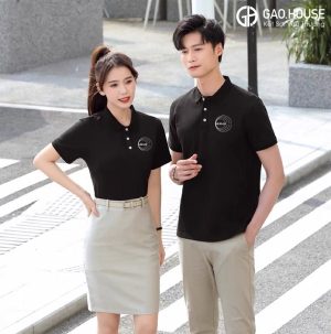 Bộ áo phông đồng phục doanh nghiệp màu đen thời thượng