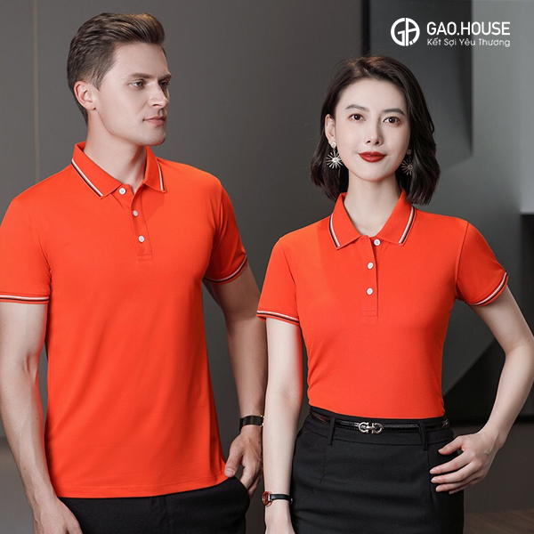 Mẫu áo phông đồng phục công ty màu cam nổi bật