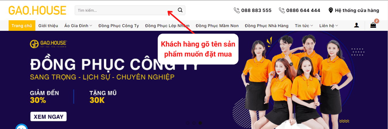 Hướng dẫn đặt hàng website: dongphucgiadinh.com