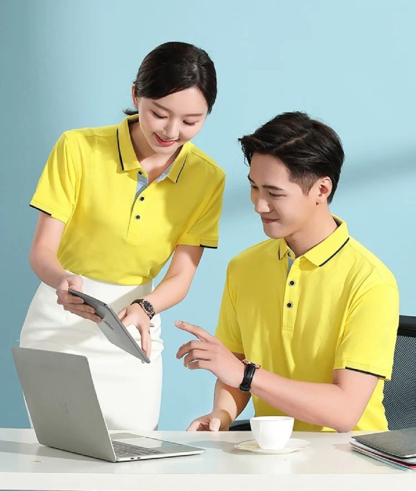 Mẫu áo thun đồng phục công ty màu vàng chanh nổi bật