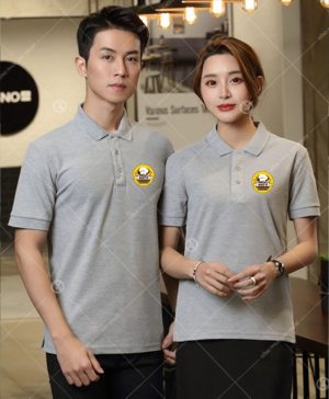 Mẫu áo thun công ty có cổ màu xám trẻ trung