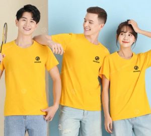 Áo thun cổ tròn màu vàng DTC077
