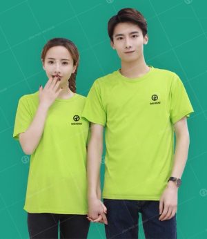 Đồng phục công ty cổ tròn màu xanh lá DTC081