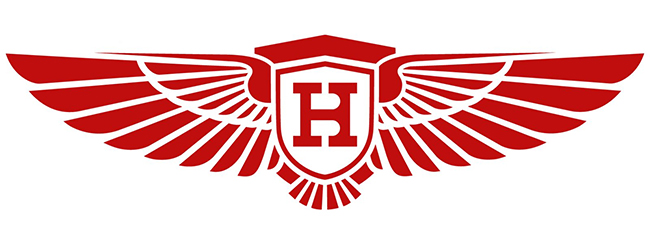 Logo trường Đại học HIU có hình đại bàng tung cánh