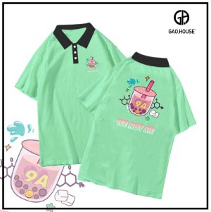 Áo lớp polo màu xanh với logo cực sáng tạo