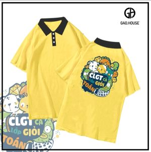 Áo đồng phục lớp polo màu vàng phối cổ đen sáng tạo