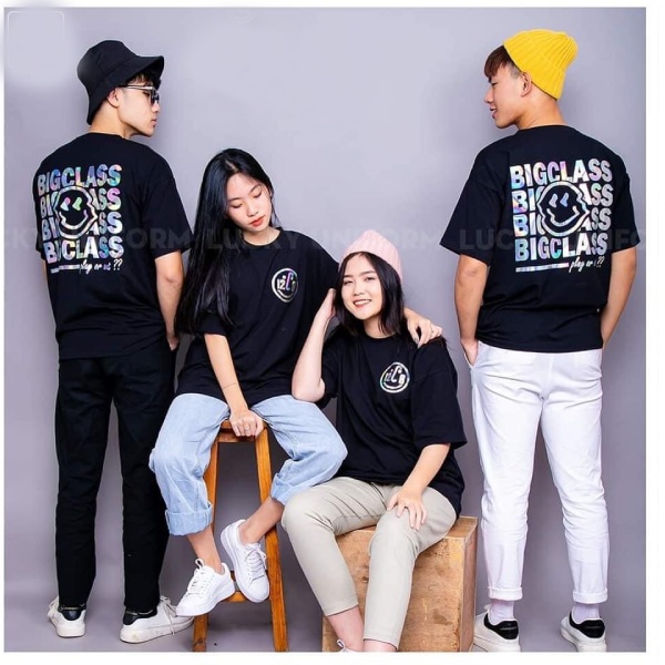 Mẫu áo đồng phục lớp màu đen bí ẩn, thời trang hình in độc lạ chất