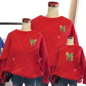 Áo đồng phục gia đình mùa đông in chữ M dáng sweater