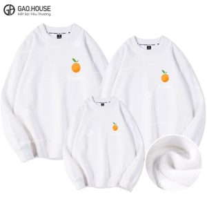 Áo gia đình mùa đông quả cam màu trắng tinh khôi