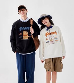 Áo sweater Forever nỉ bông với hình in độc đáo