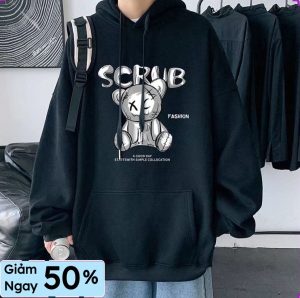 Áo hoodie nỉ bông mùa đông hình gấu dễ thương