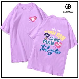 Áo lớp Oversize màu tím slogan chất