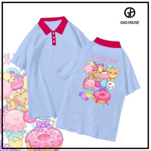 Áo đồng phục lớp màu xanh ve chai phối cổ hồng đậm cute