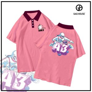 Áo lớp Oversize màu hồng có cổ màu đen cool ngầu