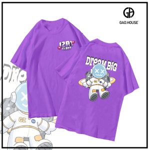 Áo lớp Oversize màu tím mộng mơ in hình phi hành gia