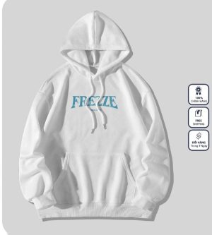 Áo hoodie nỉ bông in chữ nổi bật với 2 màu đen, trắng