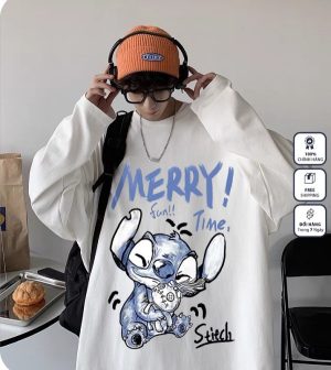 Áo hoodie nỉ bông Merry với hình in sáng tạo