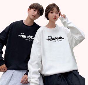 Áo sweater đôi với thiết kế ngộ nghĩnh đen, trắng