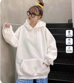 Áo hoodie basic cá tính với 2 màu đen, trắng