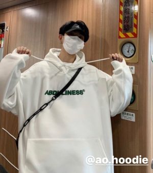 Áo hoodie nỉ bông cao cấp mềm mịn màu trắng:đen