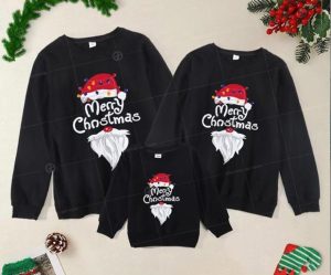 Áo gia đình noel mùa đông dài tay màu đen