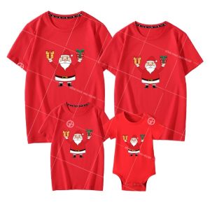 Mẫu áo gia đình Noel màu đỏ tươi cotton 100%