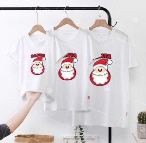 Áo gia đình dịp giáng sinh màu trắng cổ tròn santa
