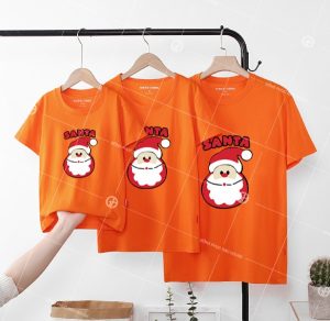 Đồng phục gia đình giáng sinh màu cam tươi Santa