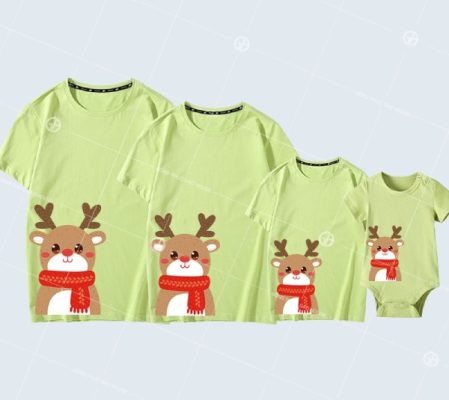 Áo gia đình noel màu xanh cotton 100%