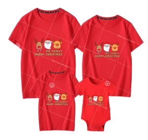 Đồng phục gia đình Noel màu đỏ cotton in hình cute