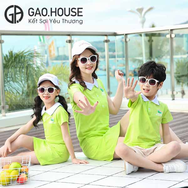Áo váy đồng phục gia đình 3 người đi biển