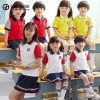 Áo đồng phục mẫu giáo màu trắng phối bo dệt