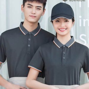 Áo đồng phục nhà hàng có cổ phối màu chuyên nghiệp