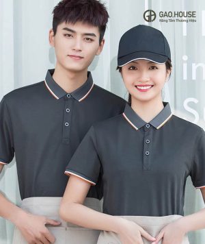 Áo đồng phục nhà hàng có cổ phối màu chuyên nghiệp