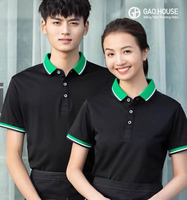 Mẫu áo đồng phục nhà hàng có cổ màu đen