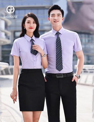 Áo sơ mi đồng phục doanh nghiệp màu tím pastel