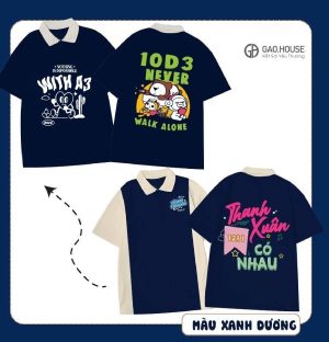Đồng phục lớp cổ bẻ thiết kế màu xanh dương