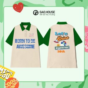 Áo lớp cổ bẻ phối màu Let's Shine 2gether