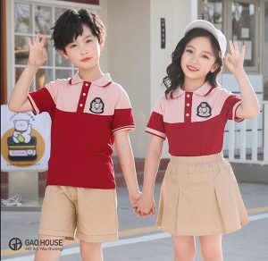 Đồng phục mầm non cầu vai hồng DMN07