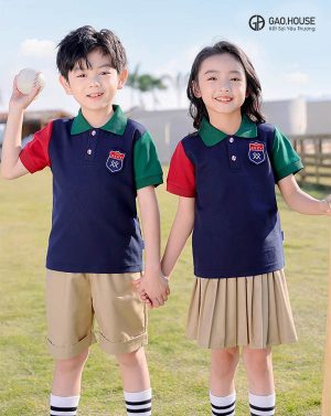 Áo mầm non màu xanh than phối sắc DMN14