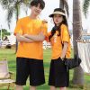 Áo gia đình cổ tròn tone cam nổi bật