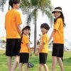 Áo gia đình cổ tròn tone cam nổi bật