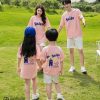 Áo gia đình SMILE màu hồng phấn