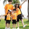 Áo gia đình cổ tròn tone cam nổi bật