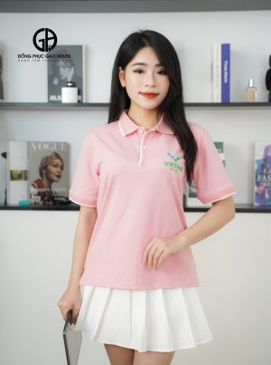 Áo đồng phục công sở cao cấp phối cổ trụ dệt cao cấp