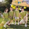 Áo váy đồng phục gia đình màu xanh lá cây