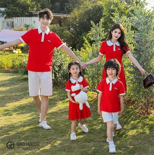 Áo váy gia đình dáng xòe Đỏ Tươi